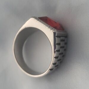 1716- Red Handmade Men's Ring Size 10.5 NWT